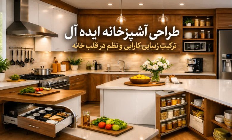 طراحی آشپزخانه ایدهآل؛ ترکیب زیبایی، کارایی و نظم در قلب خانه